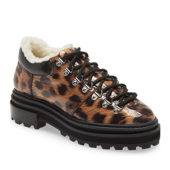 SCHUTZ Shoes - Schutz Lucille Leather animal print Faux Shearling Lined low Boots 7.5B Platform
